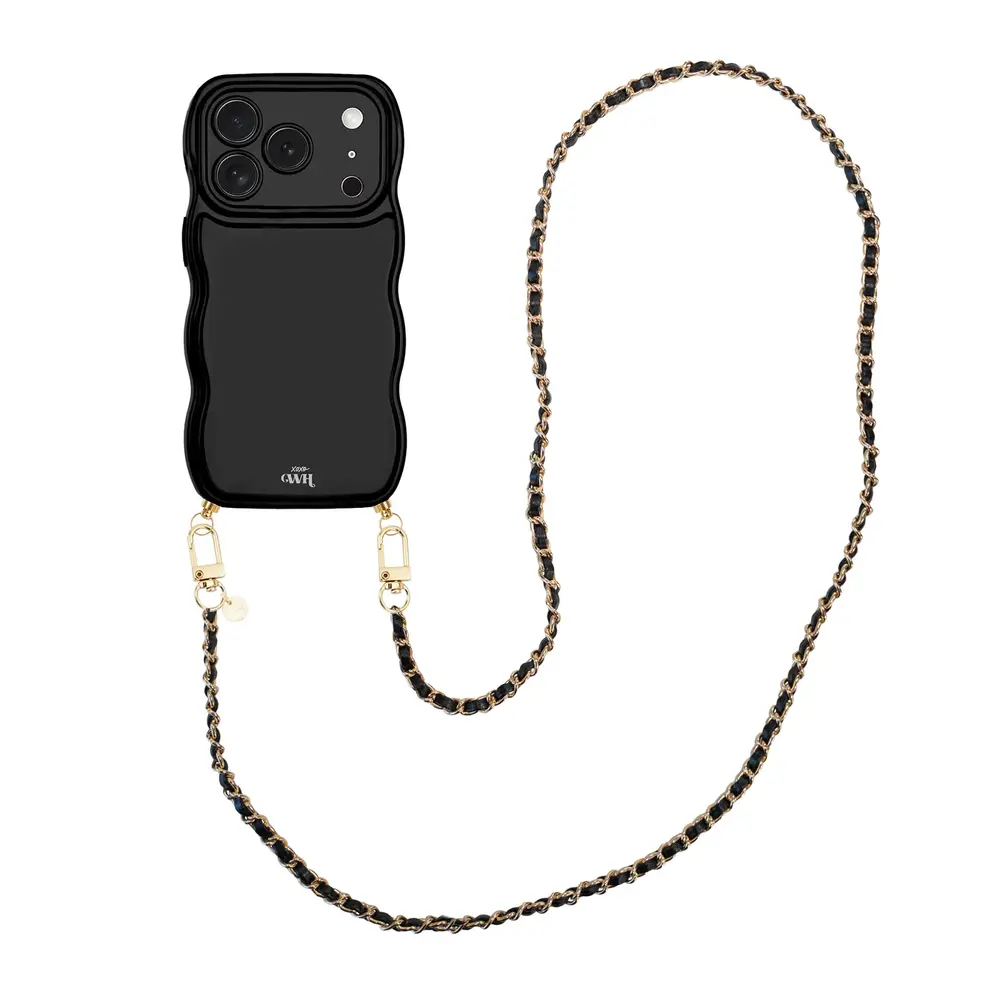 xoxo Wildhearts xoxo Wildhearts Glossy Wavy Cord Case Black - Classic Chain Black (long) - iPhone 17 Pro Max xoxo Wildhearts xoxo Wildhearts Glossy Wavy Cord Case Black - Classic Chain Black (long) - iPhone 17 Pro Max