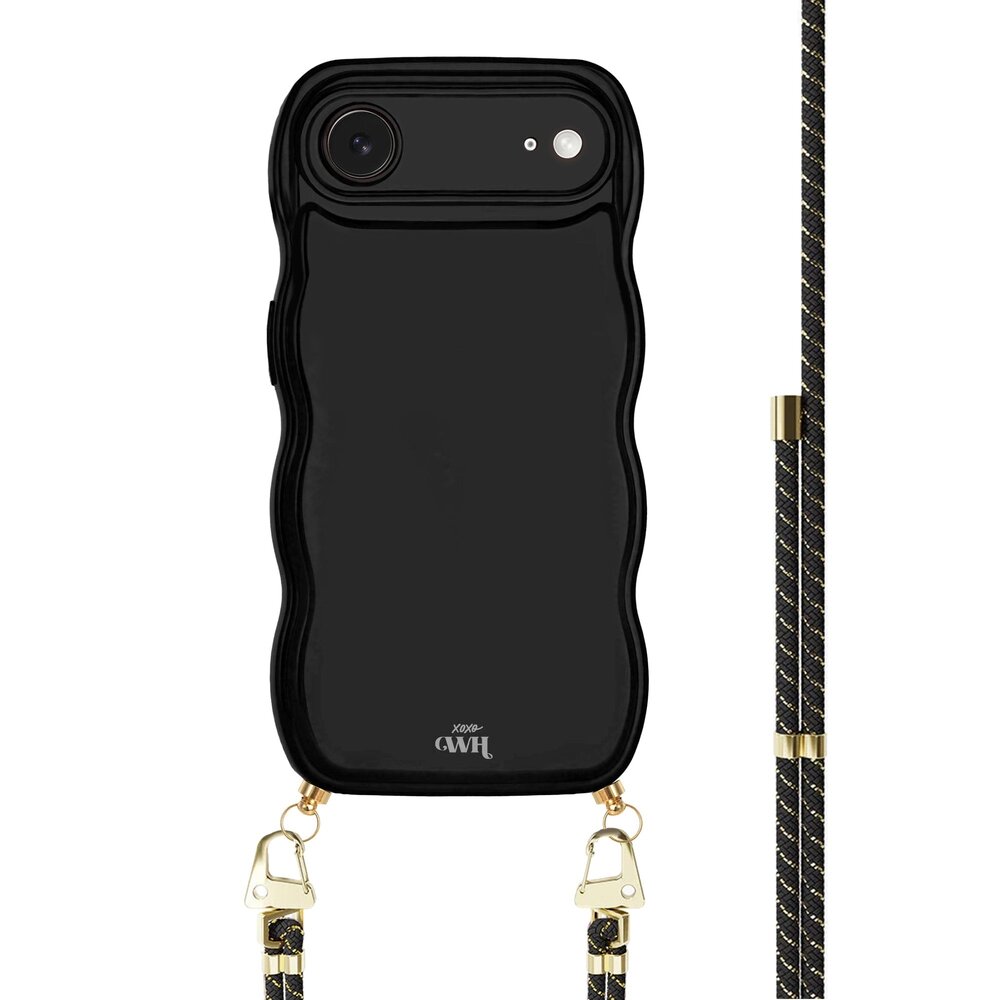 xoxo Wildhearts xoxo Wildhearts Glossy Wavy Cord Case Black - Gold Goddess - iPhone Air xoxo Wildhearts xoxo Wildhearts Glossy Wavy Cord Case Black - Gold Goddess - iPhone Air