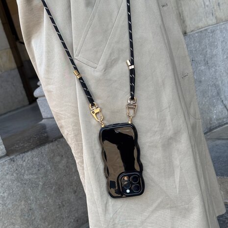 xoxo Wildhearts xoxo Wildhearts Glossy Wavy Cord Case Black - Gold Goddess - iPhone Air xoxo Wildhearts xoxo Wildhearts Glossy Wavy Cord Case Black - Gold Goddess - iPhone Air