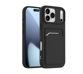 ShieldCase® iPhone 18 Pro Max Silikonhülle mit kartenfach (Schwarz)