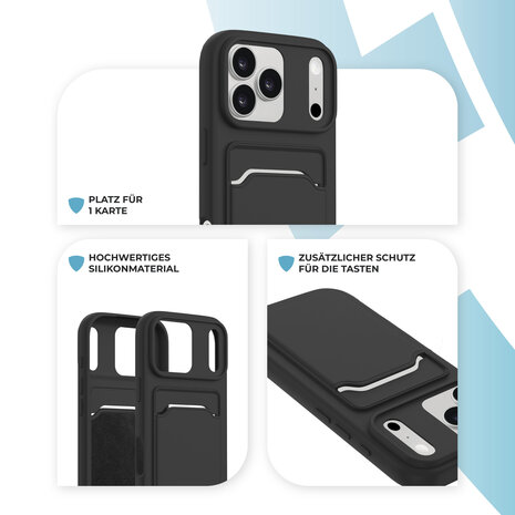 ShieldCase® ShieldCase iPhone 18 Pro Max Silikonhülle mit kartenfach (Schwarz)