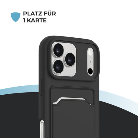ShieldCase® ShieldCase iPhone 18 Pro Max Silikonhülle mit kartenfach (Schwarz)