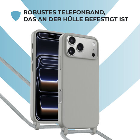 ShieldCase® ShieldCase iPhone 18 Pro Hülle mit Band (Grau) ShieldCase® ShieldCase iPhone 18 Pro Hülle mit Band (Grau)