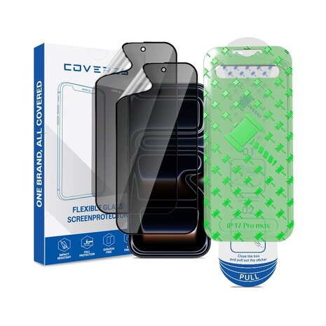 Coverzs Coverzs iPhone 18 Pro Max Flexibles PMMA-Glas Privacy Displayschutz mit Rahmen (2-er Set)
