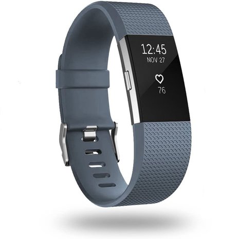Strap-it® Strap-it Fitbit Charge 2 Silikon Armband (Grau Blau)