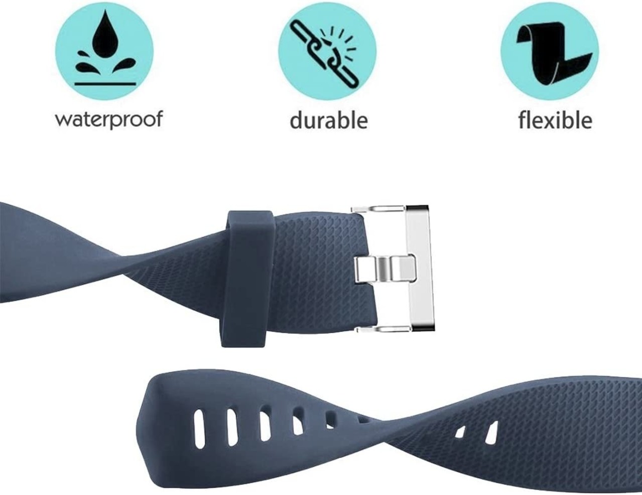 Strap-it® Strap-it Fitbit Charge 2 Silikon Armband (Grau Blau) Strap-it® Strap-it Fitbit Charge 2 Silikon Armband (Grau Blau)