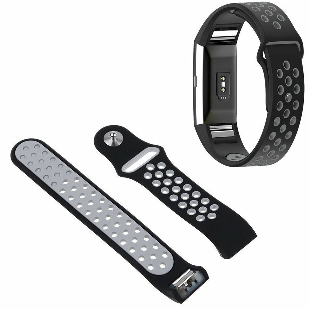 Strap-it® Strap-it Fitbit Charge 2 Sportarmband (Schwarz / Grau)