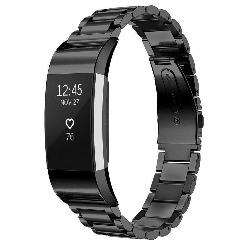 Strap-it® Strap-it Fitbit Charge 2 Gliederarmband (Schwarz)