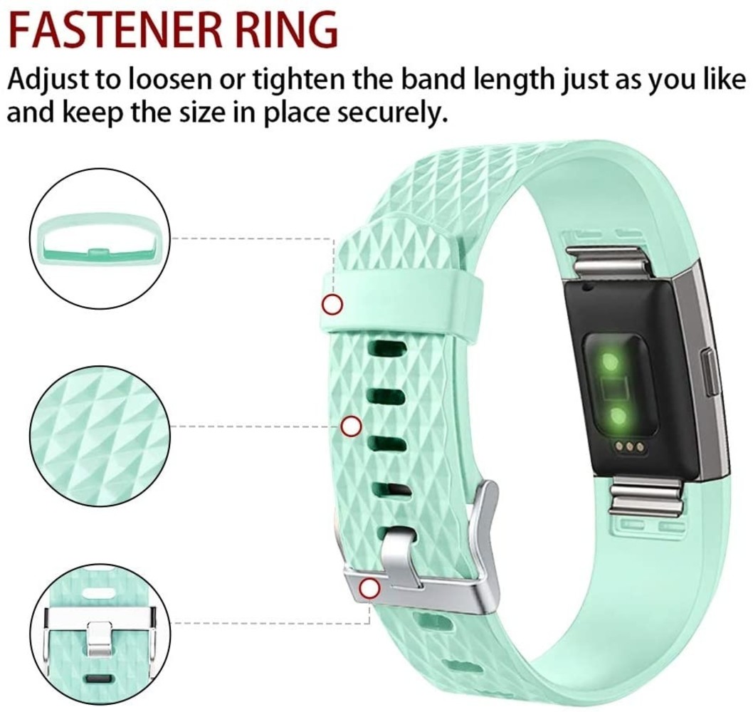 Strap-it® Strap-it Fitbit Charge 2 Diamant Silikon Armband (Aqua)