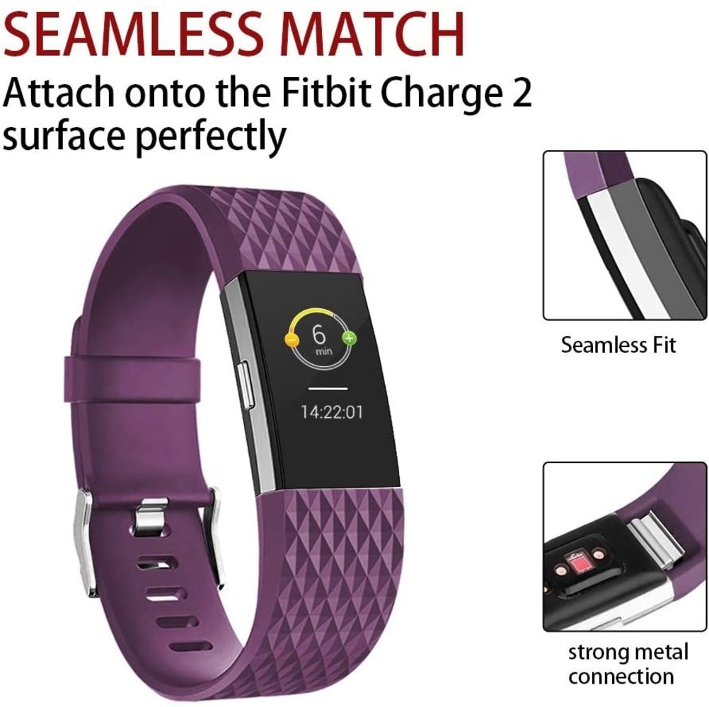Strap-it® Strap-it Fitbit Charge 2 Diamant Silikon Armband (Lila) Strap-it® Strap-it Fitbit Charge 2 Diamant Silikon Armband (Lila)