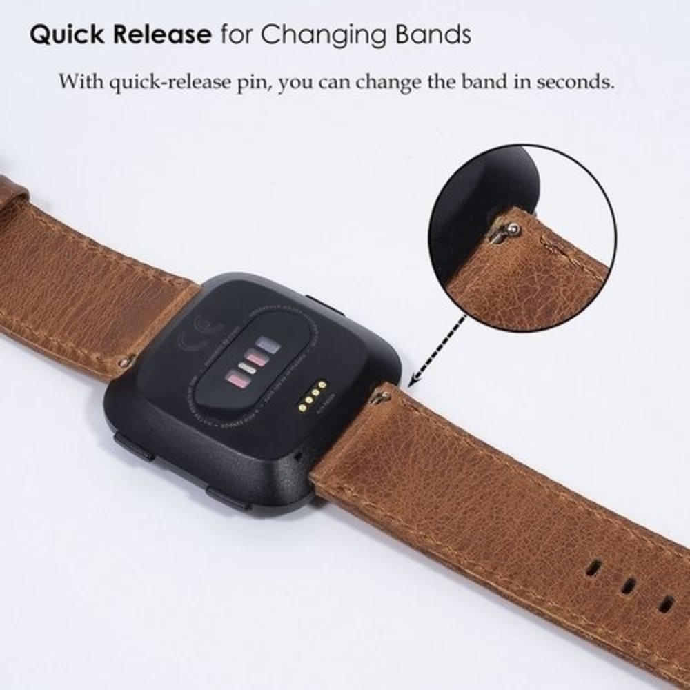 Strap-it® Strap-it Fitbit Versa / Versa 2 Armband Leder (Braun) Strap-it® Strap-it Fitbit Versa / Versa 2 Armband Leder (Braun)