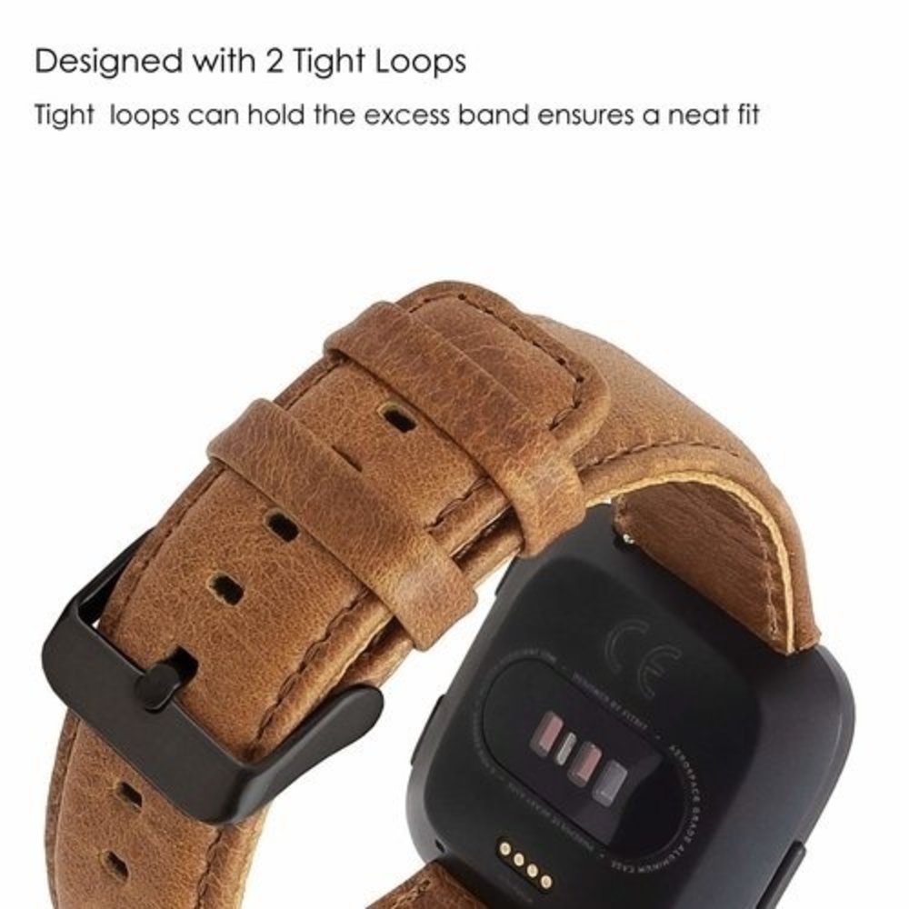 Strap-it® Strap-it Fitbit Versa / Versa 2 Armband Leder (Braun) Strap-it® Strap-it Fitbit Versa / Versa 2 Armband Leder (Braun)