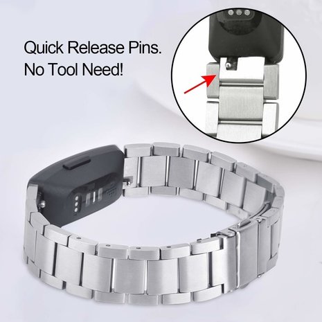 Strap-it® Strap-it Fitbit Inspire (HR) / Inspire 2 Gliederarmband (Silber) Strap-it® Strap-it Fitbit Inspire (HR) / Inspire 2 Gliederarmband (Silber)