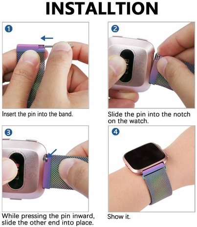 Strap-it® Strap-it Fitbit Versa / Versa 2 Milanese Armband (Regenbogen) Strap-it® Strap-it Fitbit Versa / Versa 2 Milanese Armband (Regenbogen)