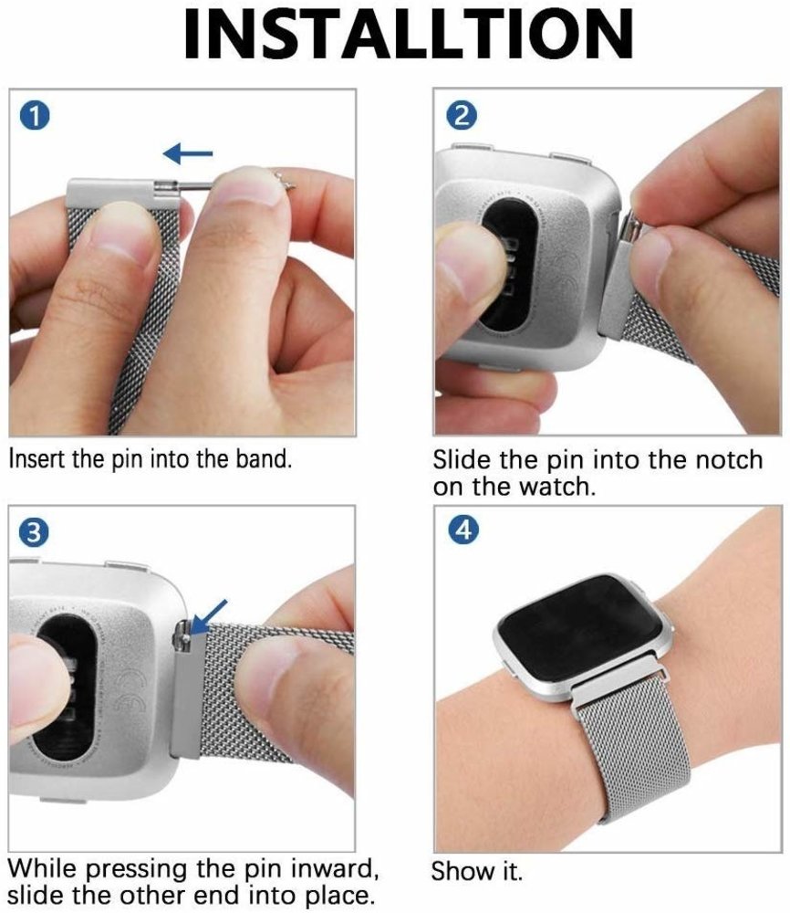 Strap-it® Strap-it Fitbit Versa / Versa 2 Milanese Armband (Silber) Strap-it® Strap-it Fitbit Versa / Versa 2 Milanese Armband (Silber)