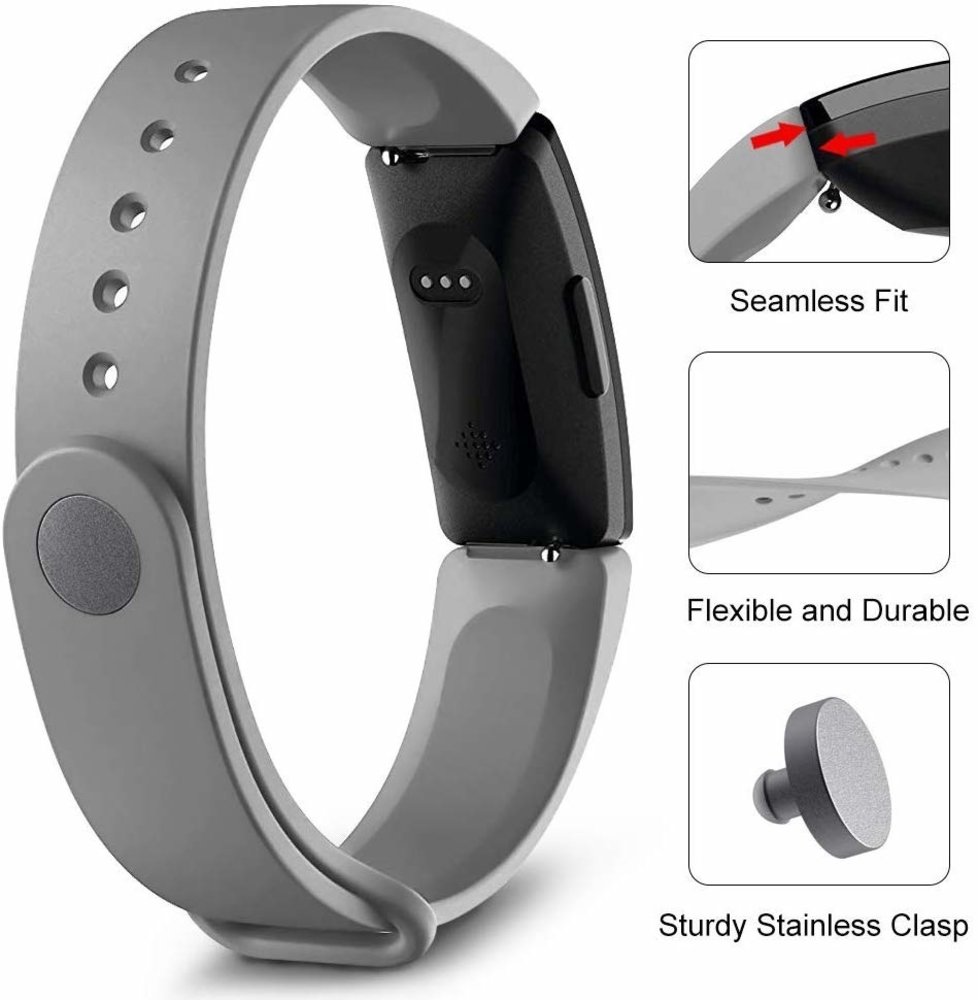 Strap-it® Strap-it Fitbit Inspire (HR) / Inspire 2 Silikon Armband (Grau)