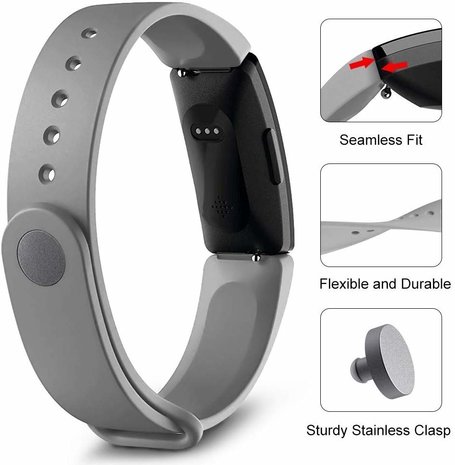 Strap-it® Strap-it Fitbit Inspire (HR) / Inspire 2 Silikon Armband (Grau)