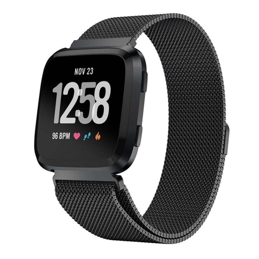 Strap-it® Strap-it Fitbit Versa / Versa 2 Milanese Armband (Schwarz)