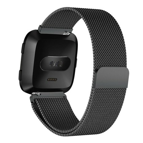 Strap-it® Strap-it Fitbit Versa / Versa 2 Milanese Armband (Schwarz)