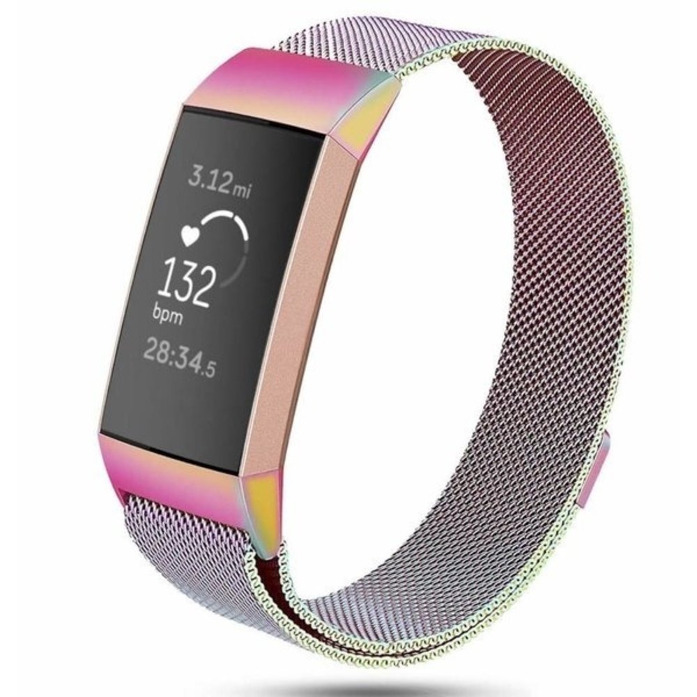Strap-it® Strap-it Fitbit Charge 3 Milanese Band (Regenbogen)
