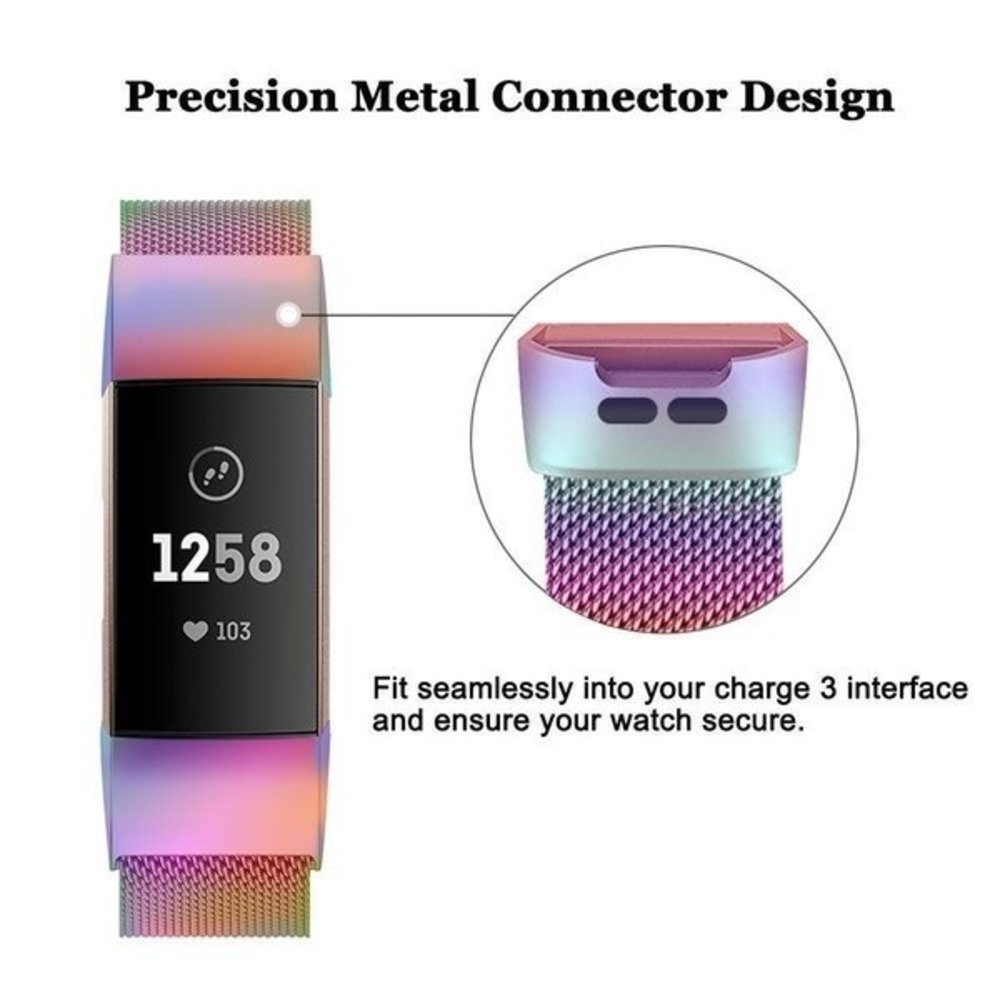 Strap-it® Strap-it Fitbit Charge 3 Milanese Band (Regenbogen) Strap-it® Strap-it Fitbit Charge 3 Milanese Band (Regenbogen)
