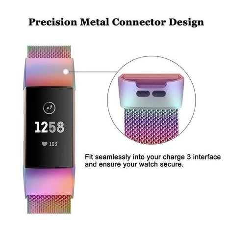 Strap-it® Strap-it Fitbit Charge 3 Milanese Band (Regenbogen) Strap-it® Strap-it Fitbit Charge 3 Milanese Band (Regenbogen)