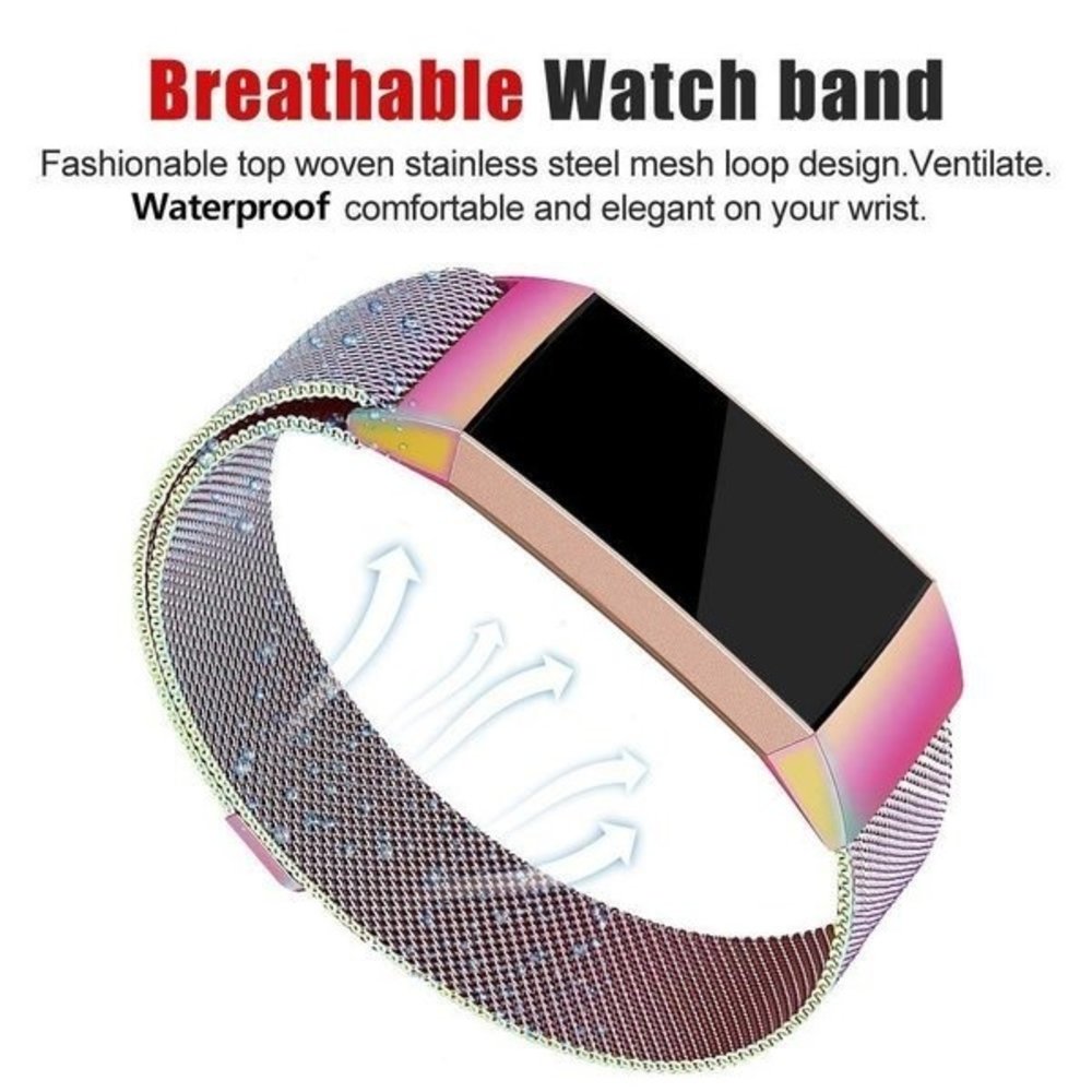 Strap-it® Strap-it Fitbit Charge 3 Milanese Band (Regenbogen)