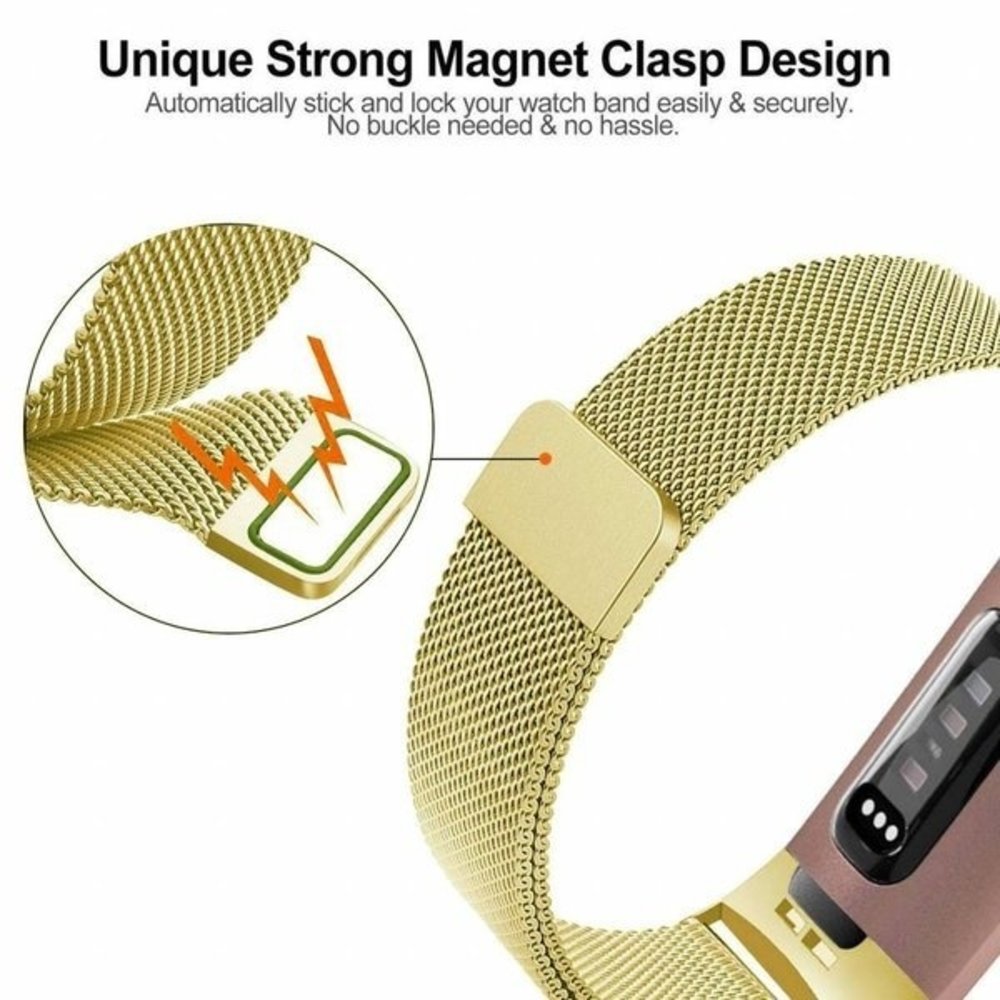 Strap-it® Strap-it Fitbit Charge 3 Milanese Armband (Gold)