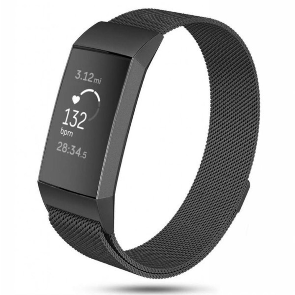 Strap-it® Strap-it Fitbit Charge 3 Milanese Band (Schwarz)
