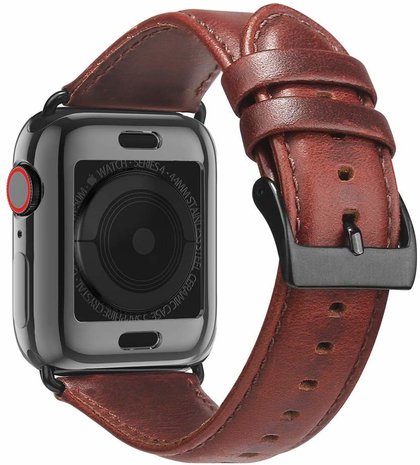Strap-it® Strap-it Apple Watch Lederarmband (Rotbraun)
