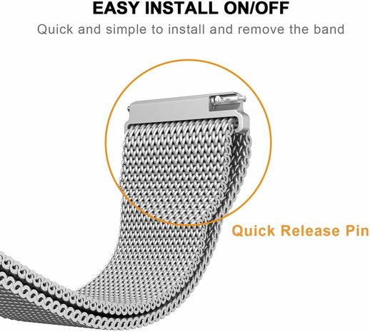 Strap-it® Strap-it Garmin Vivoactive 3 Milanese Armband (Silber) Strap-it® Strap-it Garmin Vivoactive 3 Milanese Armband (Silber)