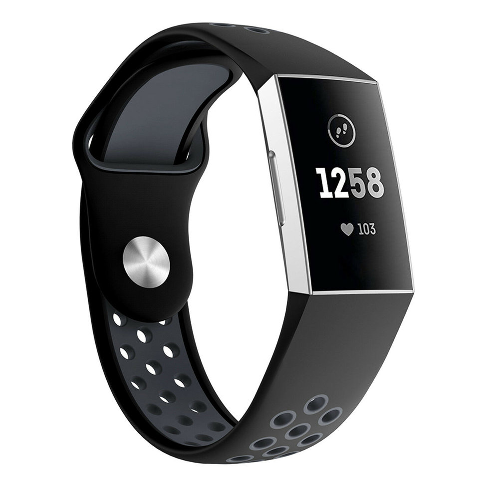 Strap-it® Strap-it Fitbit Charge 4 Sportarmband (Schwarz Grau)