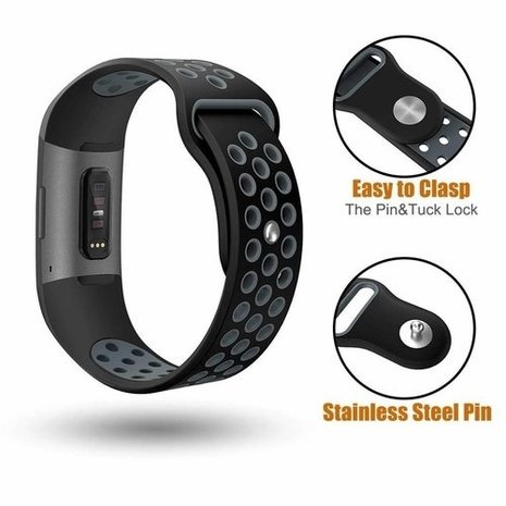 Strap-it® Strap-it Fitbit Charge 4 Sportarmband (Schwarz Grau) Strap-it® Strap-it Fitbit Charge 4 Sportarmband (Schwarz Grau)