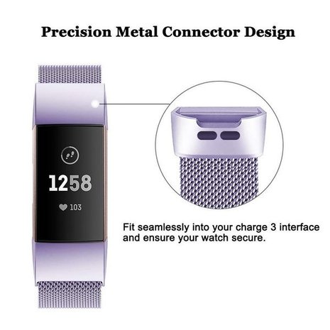 Strap-it® Strap-it Fitbit Charge 3 Milanese Band (Lila)