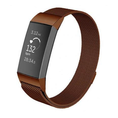 Strap-it® Strap-it Fitbit Charge 3 Milanese Band (Braun)