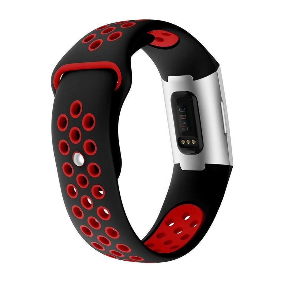 Strap-it® Strap-it Fitbit Charge 4 Sportarmband (Schwarz Rot)