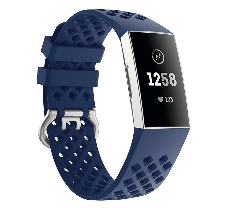 Fitbit Charge 4 Armband Silikon mit Löchern (Dunkelblau) Smartwatcharmaender.de