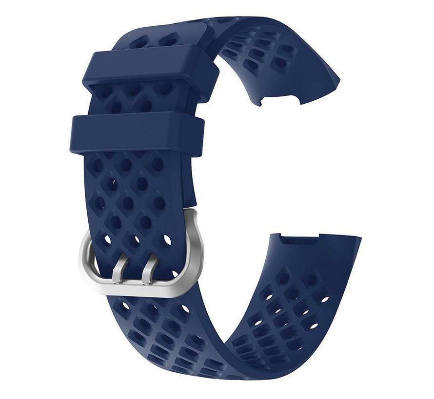 Fitbit Charge 4 Armband Silikon mit Löchern (Dunkelblau