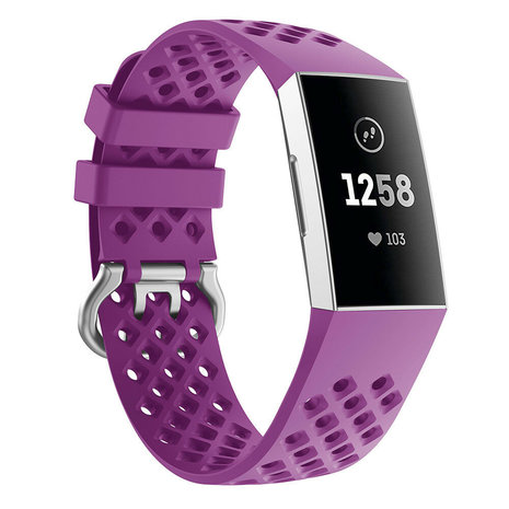 Strap-it® Strap-it Fitbit Charge 4 Armband Silikon mit Löchern (Dunkelviolett)