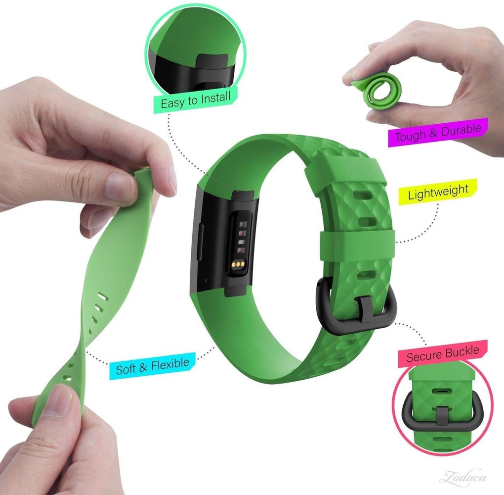 Strap-it® Strap-it Fitbit Charge 3 Armband Silikon (Grün) Strap-it® Strap-it Fitbit Charge 3 Armband Silikon (Grün)