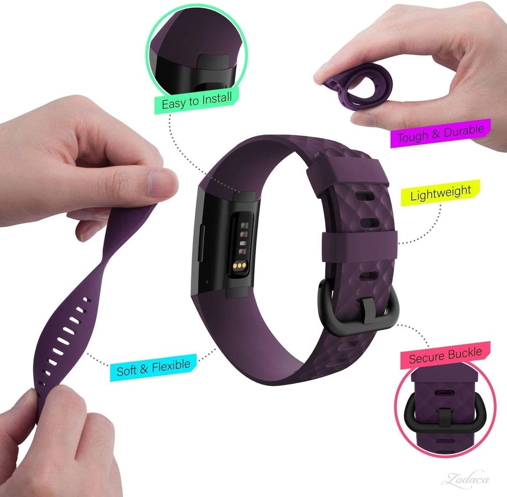 Strap-it® Strap-it Fitbit Charge 3 Armband Silikon (Lila) Strap-it® Strap-it Fitbit Charge 3 Armband Silikon (Lila)