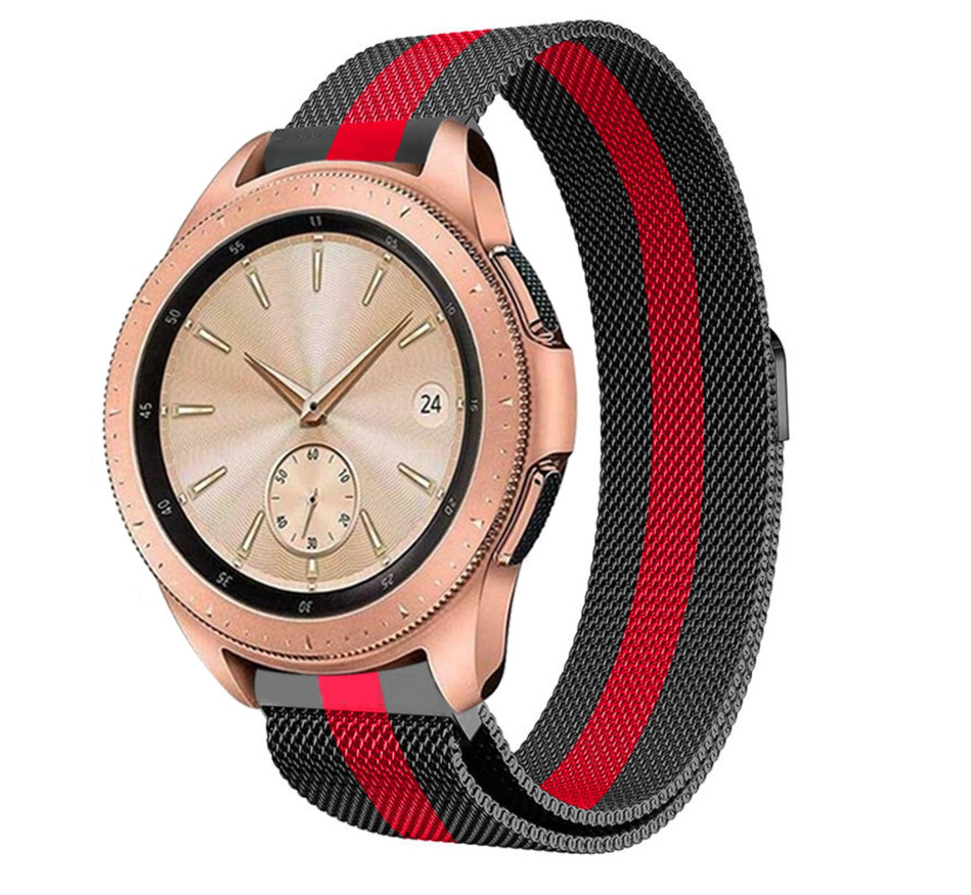 Strap-it® Strap-it Samsung Galaxy Watch 42mm Milanese Armband (Schwarz / Rot)