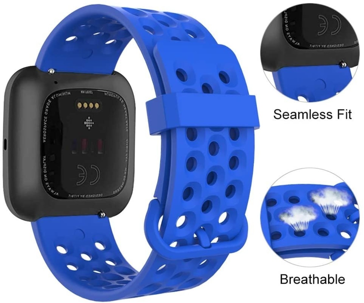 Strap-it® Strap-it Fitbit Versa / Versa 2 Silikonband mit Löchern (Blau) Strap-it® Strap-it Fitbit Versa / Versa 2 Silikonband mit Löchern (Blau)