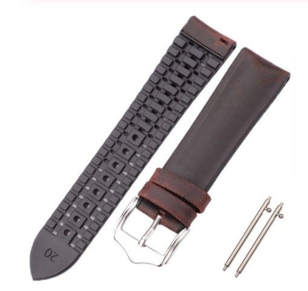 Strap-it® Strap-it Samsung Galaxy Watch Active / Active 2 Silikon- / Lederarmband (Braun)