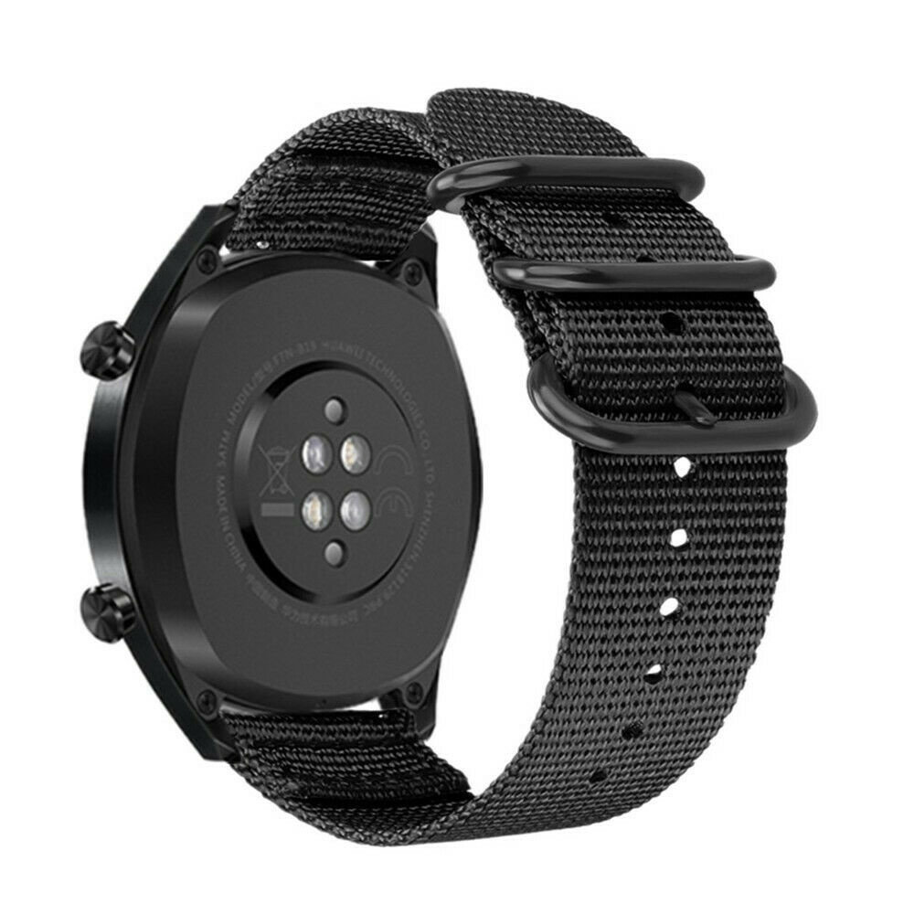 Strap-it® Strap-it Huawei Watch GT 2 Nylon Schnallenarmband (Schwarz)