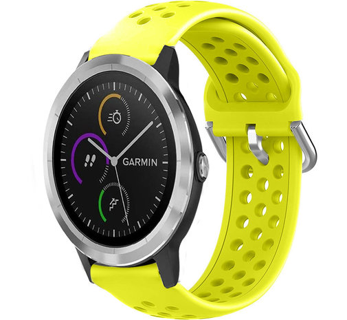 Strap-it® Strap-it Garmin Vivoactive 3 Silikonarmband mit Löchern (Gelb)