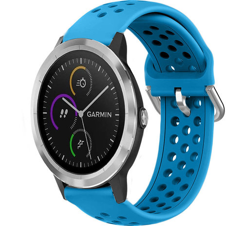 Strap-it® Strap-it Garmin Vivoactive 3 Silikonarmband mit Löchern (Blau)