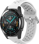 Strap-it® Strap-it Huawei Watch GT 2 Silikonarmband mit Löchern (Weiß)
