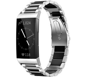 Strap-it® Fitbit Charge 3 Gliederarmband (Silber / Schwarz) Strap-it® Fitbit Charge 3 Gliederarmband (Silber / Schwarz)