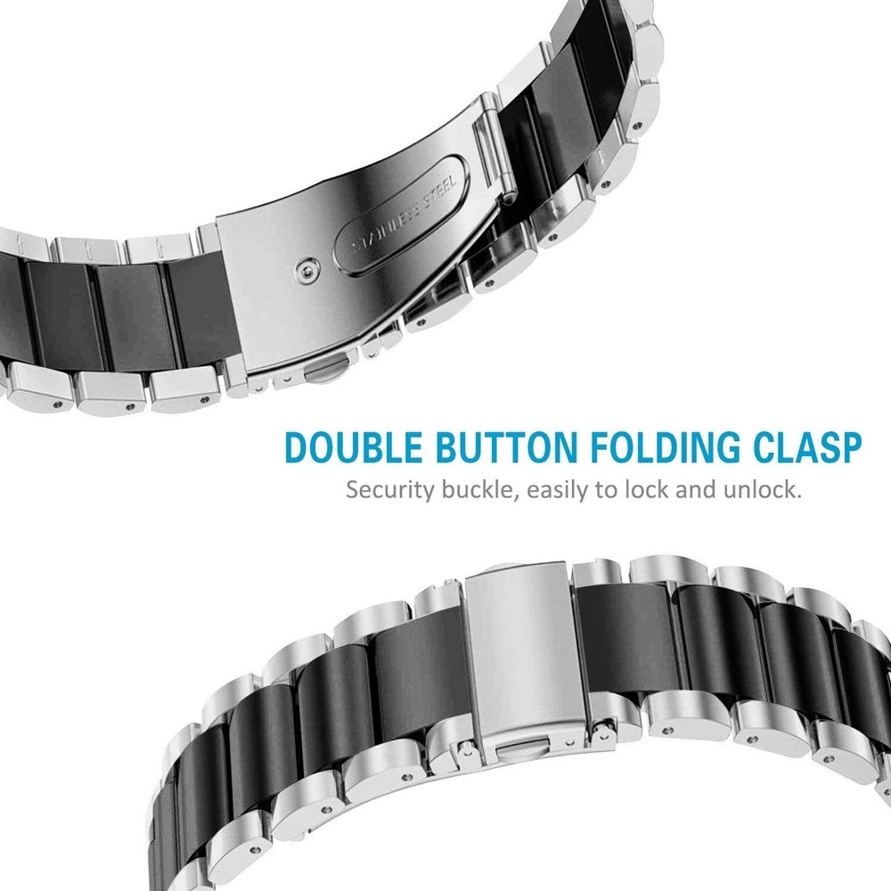 Strap-it® Strap-it Fitbit Charge 3 Gliederarmband (Silber / Schwarz) Strap-it® Strap-it Fitbit Charge 3 Gliederarmband (Silber / Schwarz)